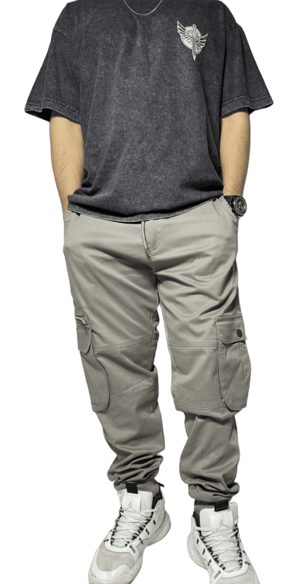 PREMIUM GREY CARGO PANTS - Relaxed Fit - Image 2