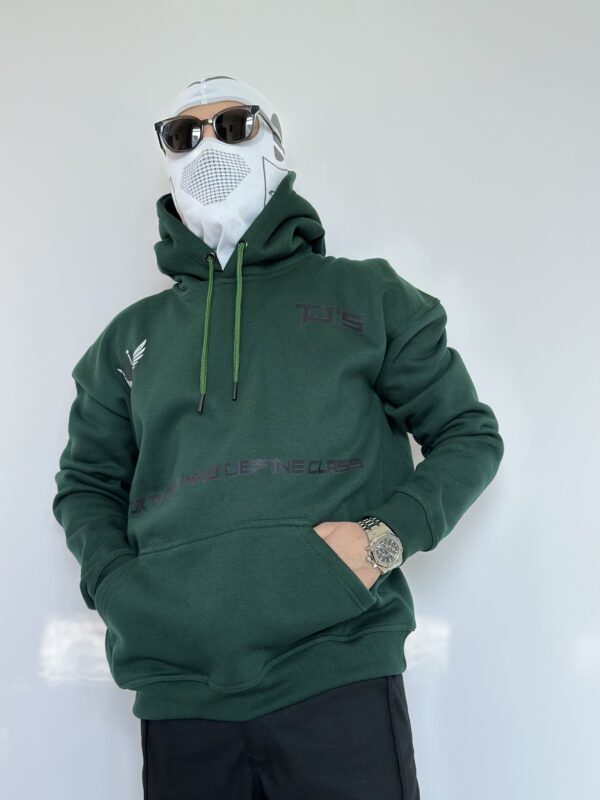 DARK GREEN HOODIE - Dropshoulder, Oversize - Image 3