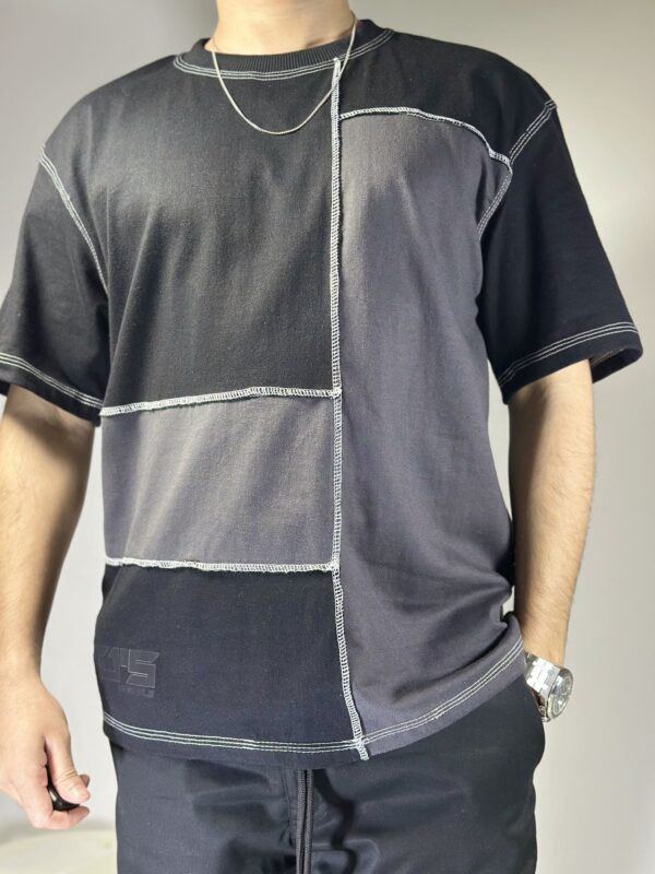 BLACK & GREY PANEL T-SHIRT - Relax fit - Image 5