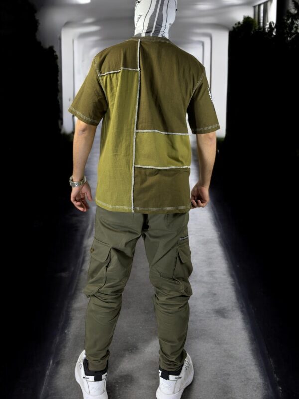 OLIVE GREEN PANEL T-SHIRT - Relax fit - Image 6