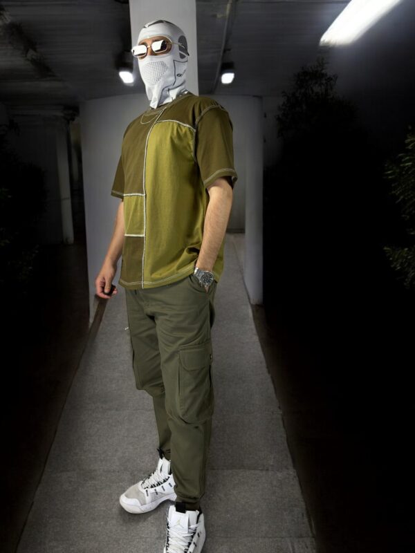 OLIVE GREEN PANEL T-SHIRT - Relax fit - Image 2